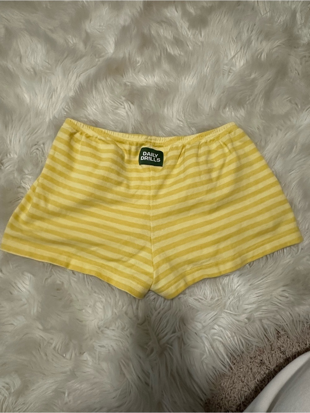 Daily Drills Yellow and White Striped Athletic Shorts